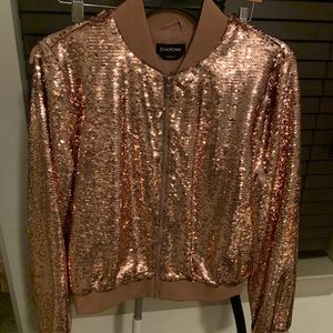 Rose Gold Sequin Bomber Jacket